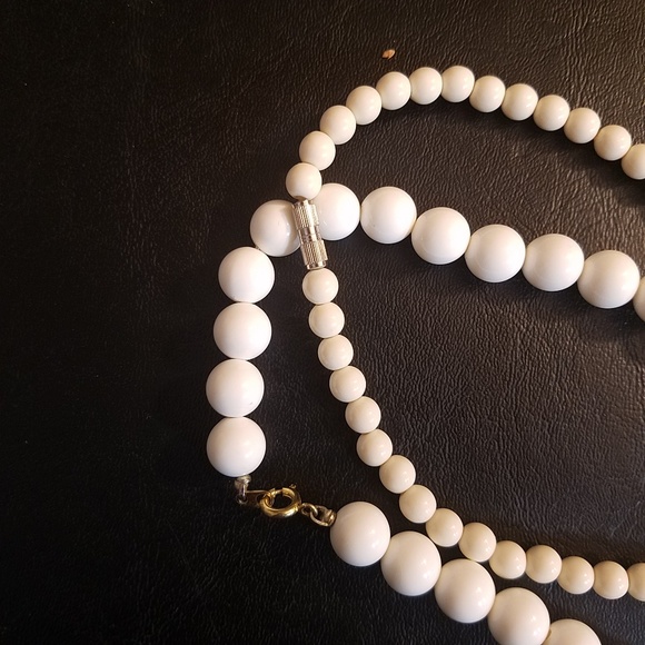 3 for $20 - 2 White Silver Plastic Bead Necklaces - Picture 2 of 3